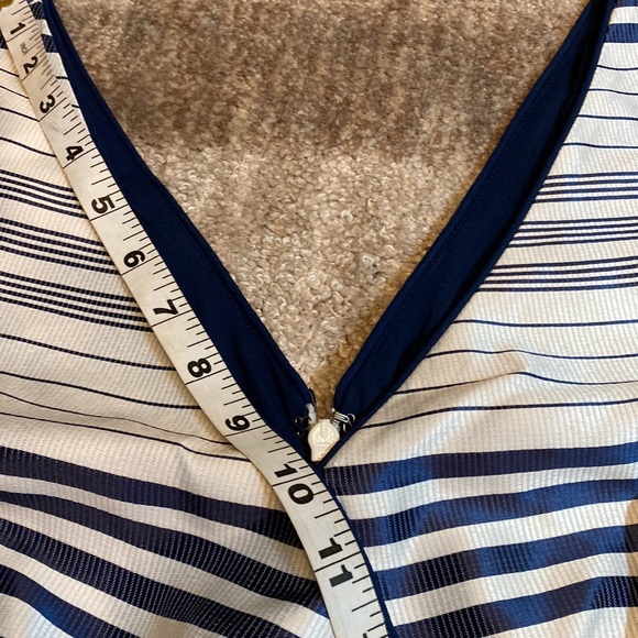 Jessica Simpson A-line Navy Striped n white dress back zipper two pockets Sz 12 - Picture 7 of 12